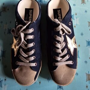 Golden Goose Navy and Gold Sneakers E
